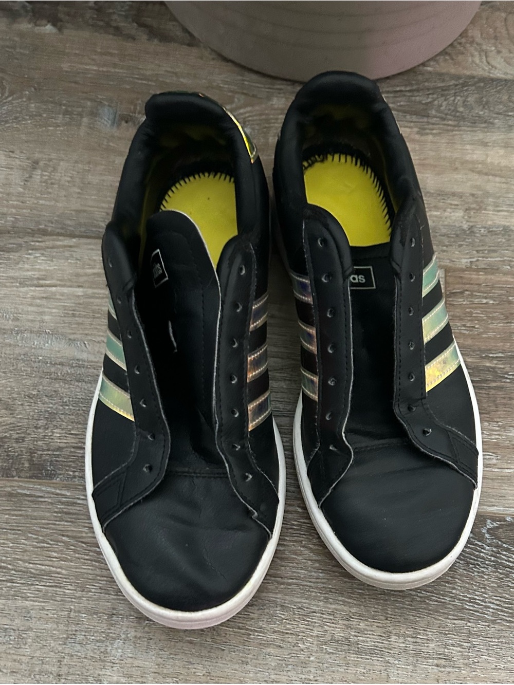 adidas Men’s Black Sneakers with Iridescent Stripes